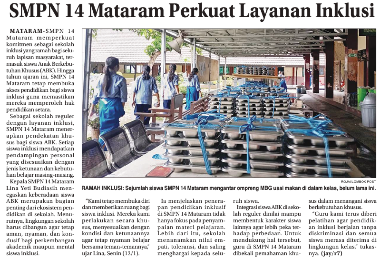SMPN 14 Mataram Perkuat Layanan Inklusi