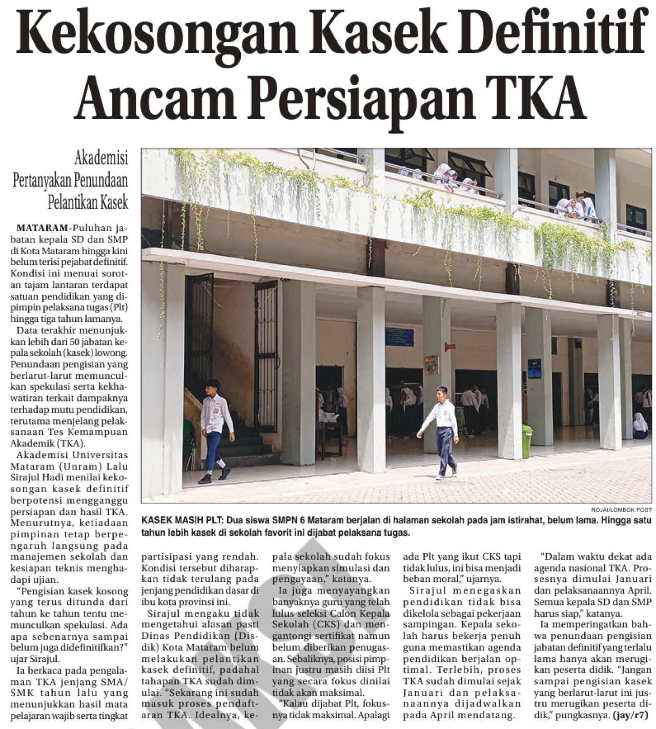 Kekosongan Kasek Definitif Ancam Persiapan TKA