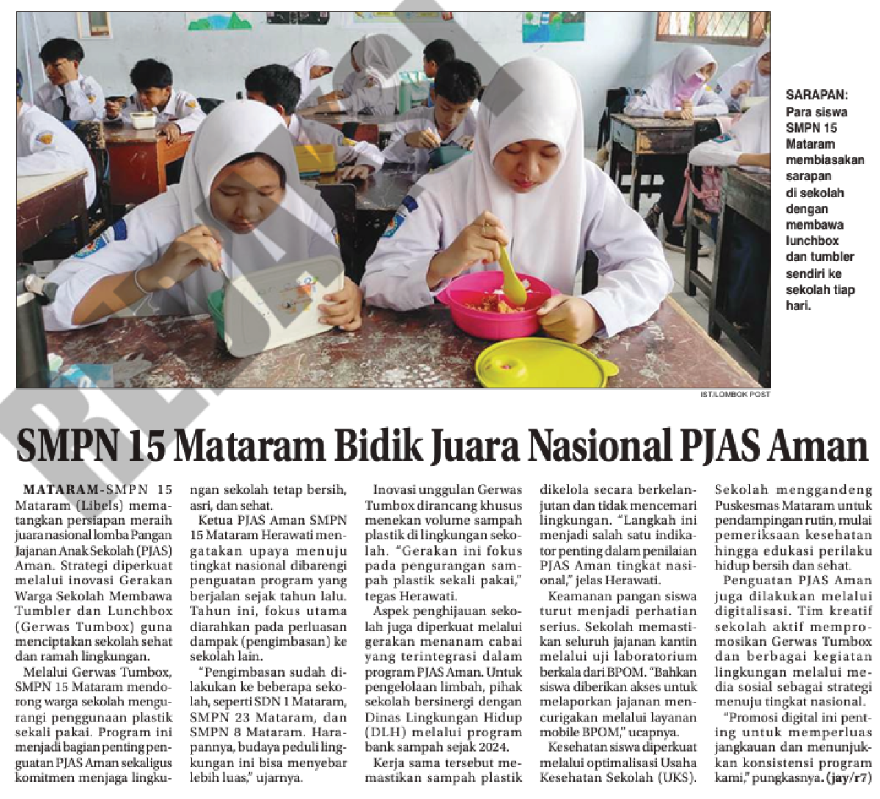 SMPN 15 Mataram Bidik Juara Nasional PJAS Aman