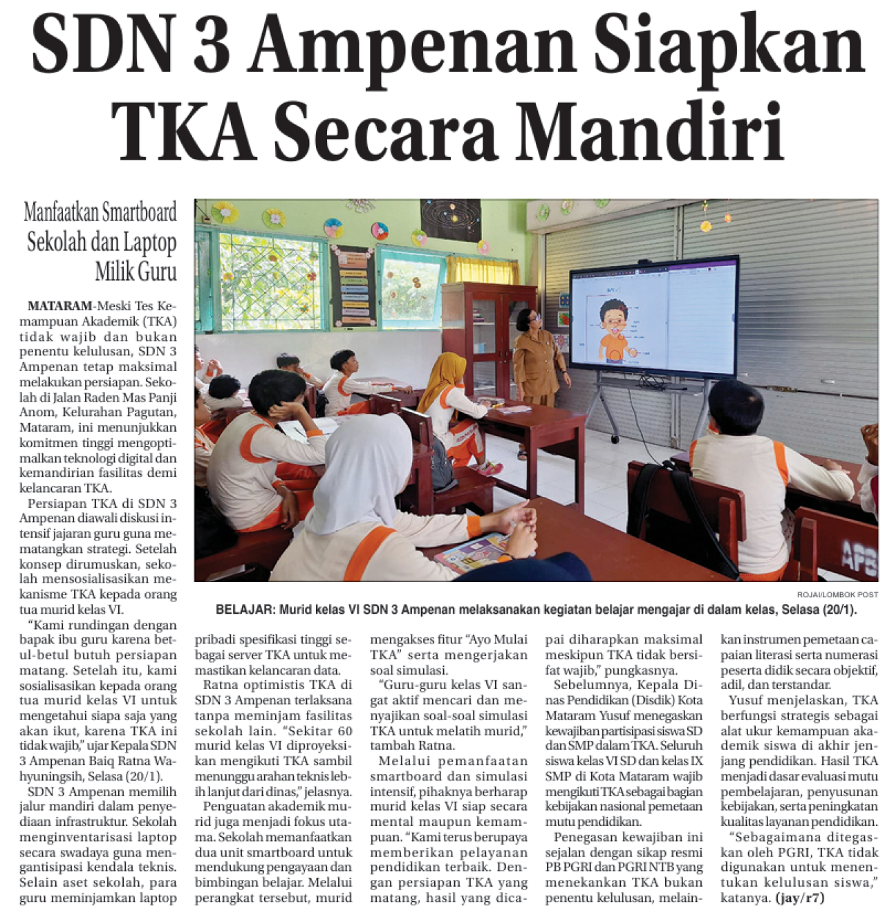 SDN 3 Ampenan Siapkan TKA Secara Mandiri
