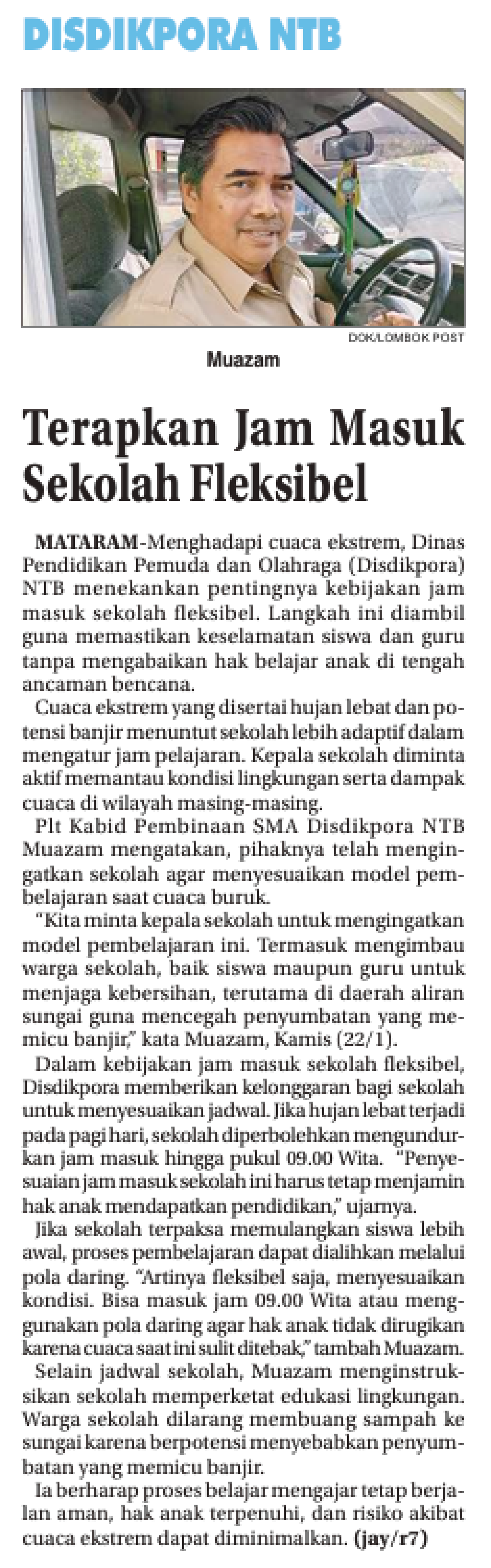 Terapkan Jam Masuk Sekolah Fleksibel