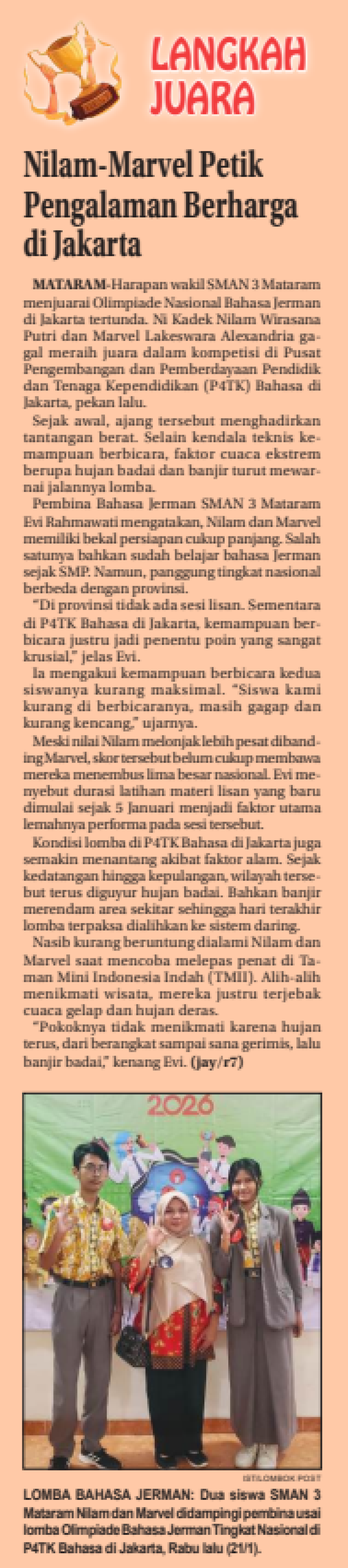 Nilam-Marvel Petik Pengalaman Berharga di Jakarta