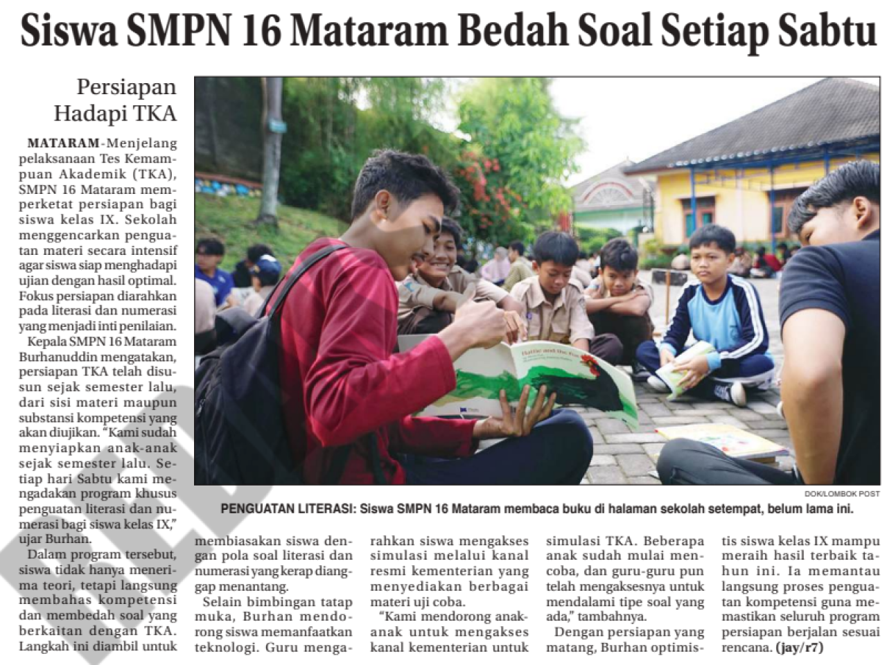 Siswa SMPN 16 Mataram Bedah Soal Setiap Sabtu