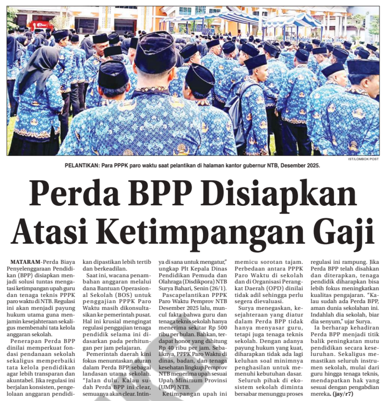 Perda BPP Disiapkan Atasi Ketimpangan Gaji