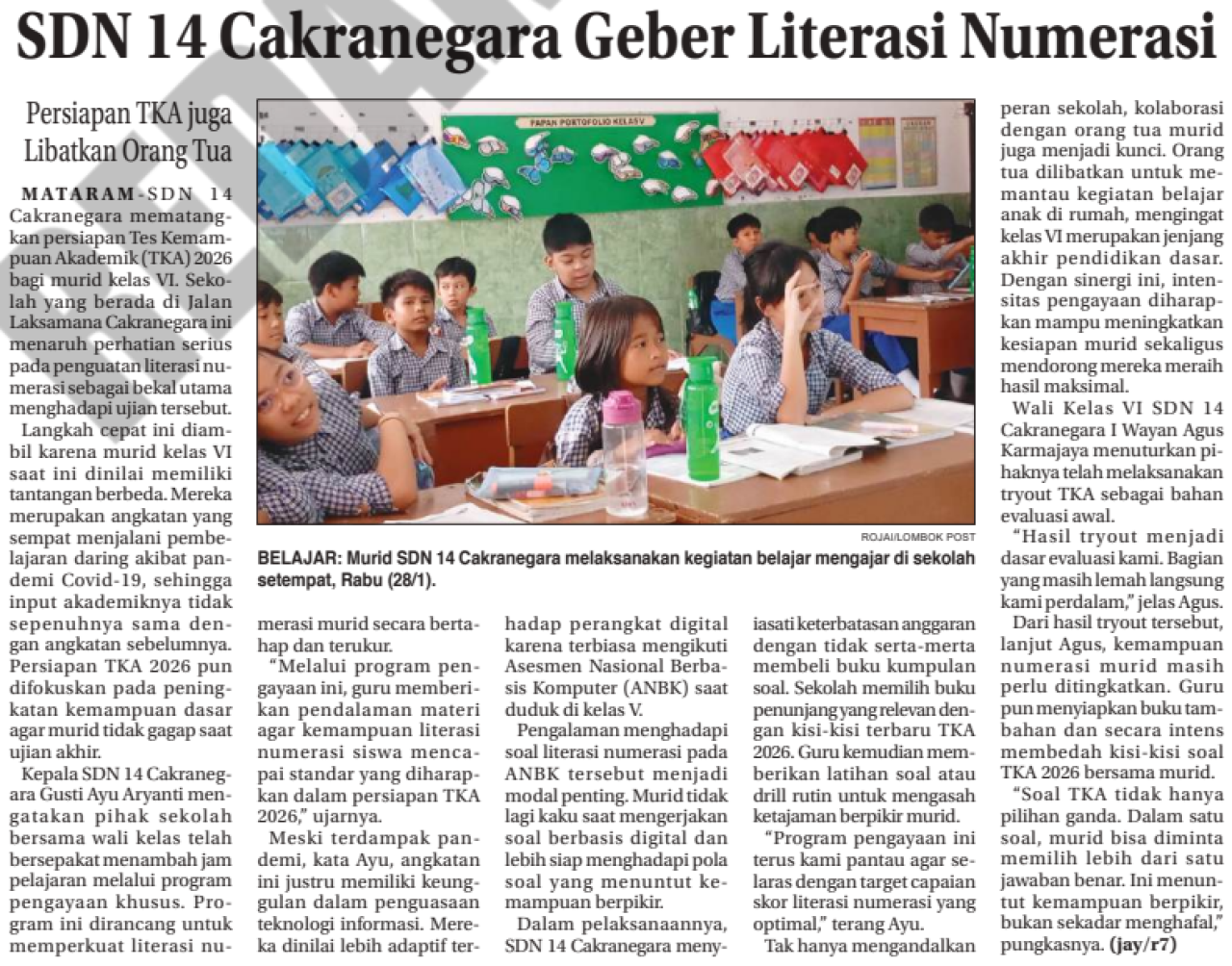 SDN 14 Cakranegara Geber Literasi Numerasi