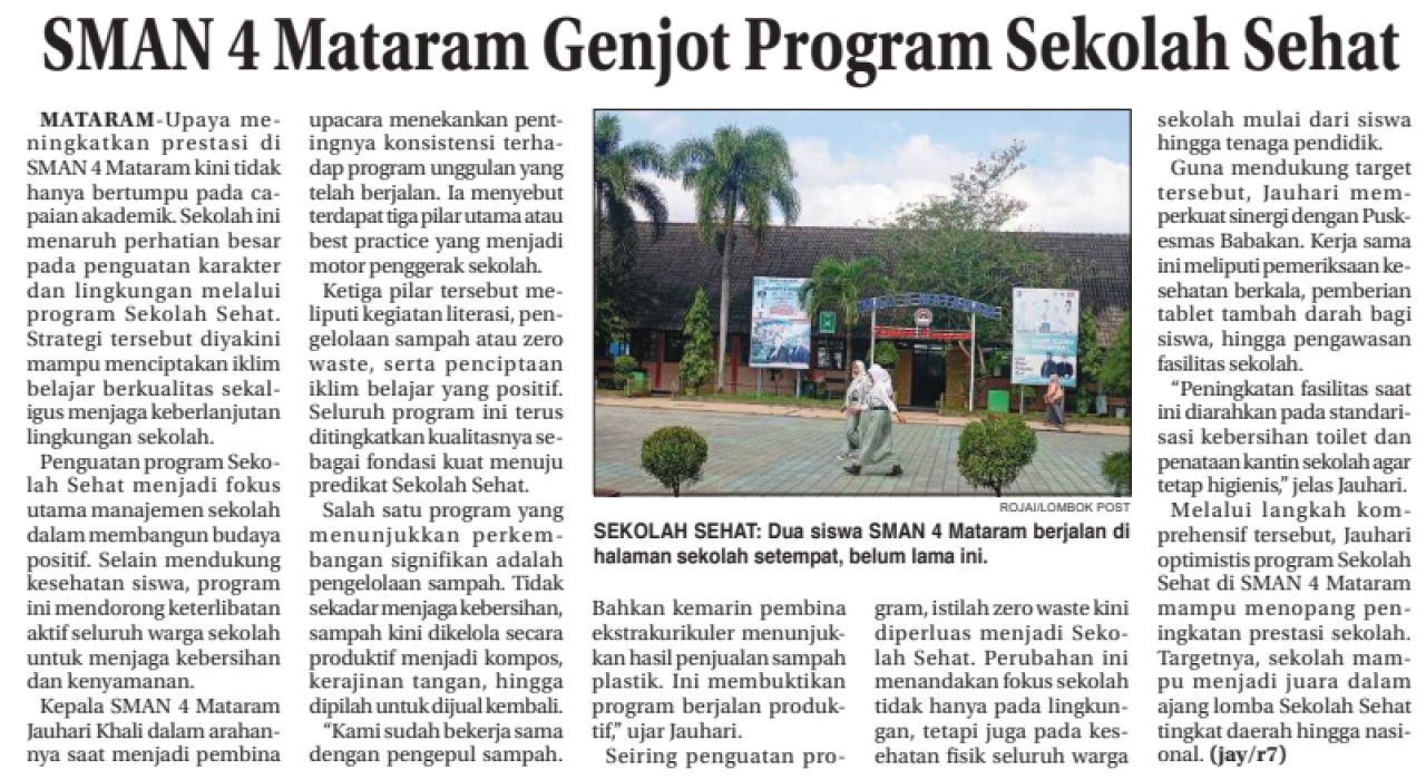 SMAN 4 Mataram Genjot Program Sekolah Sehat