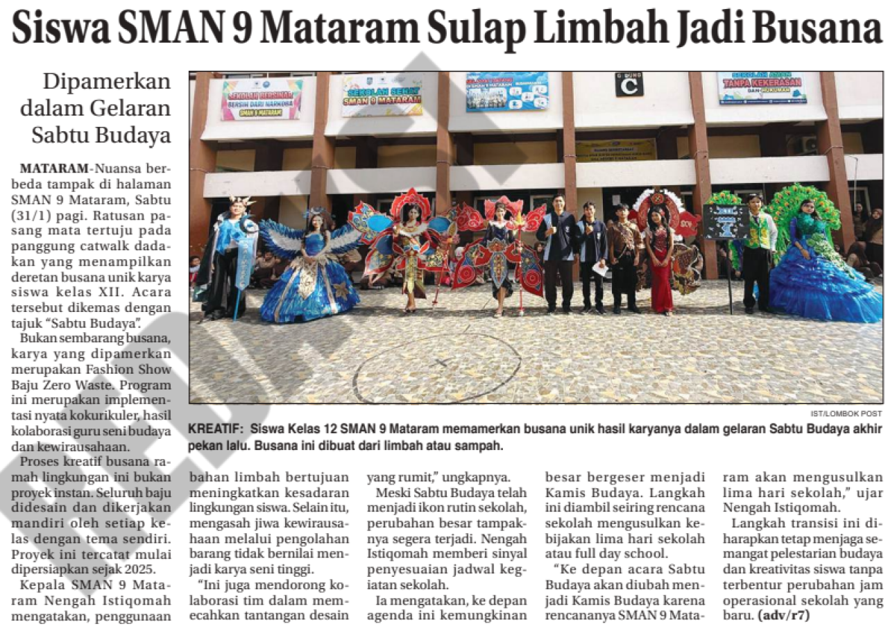 Siswa SMAN9 Mataram Sulap Limbah Jadi Busana