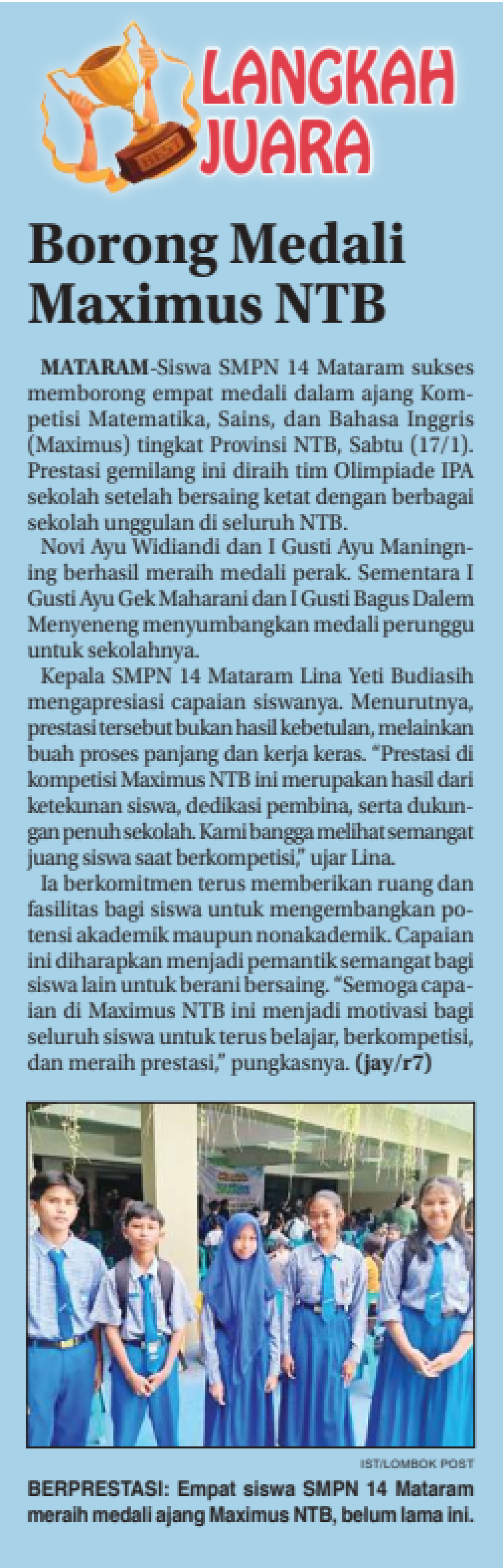 Borong Medali Maximus NTB
