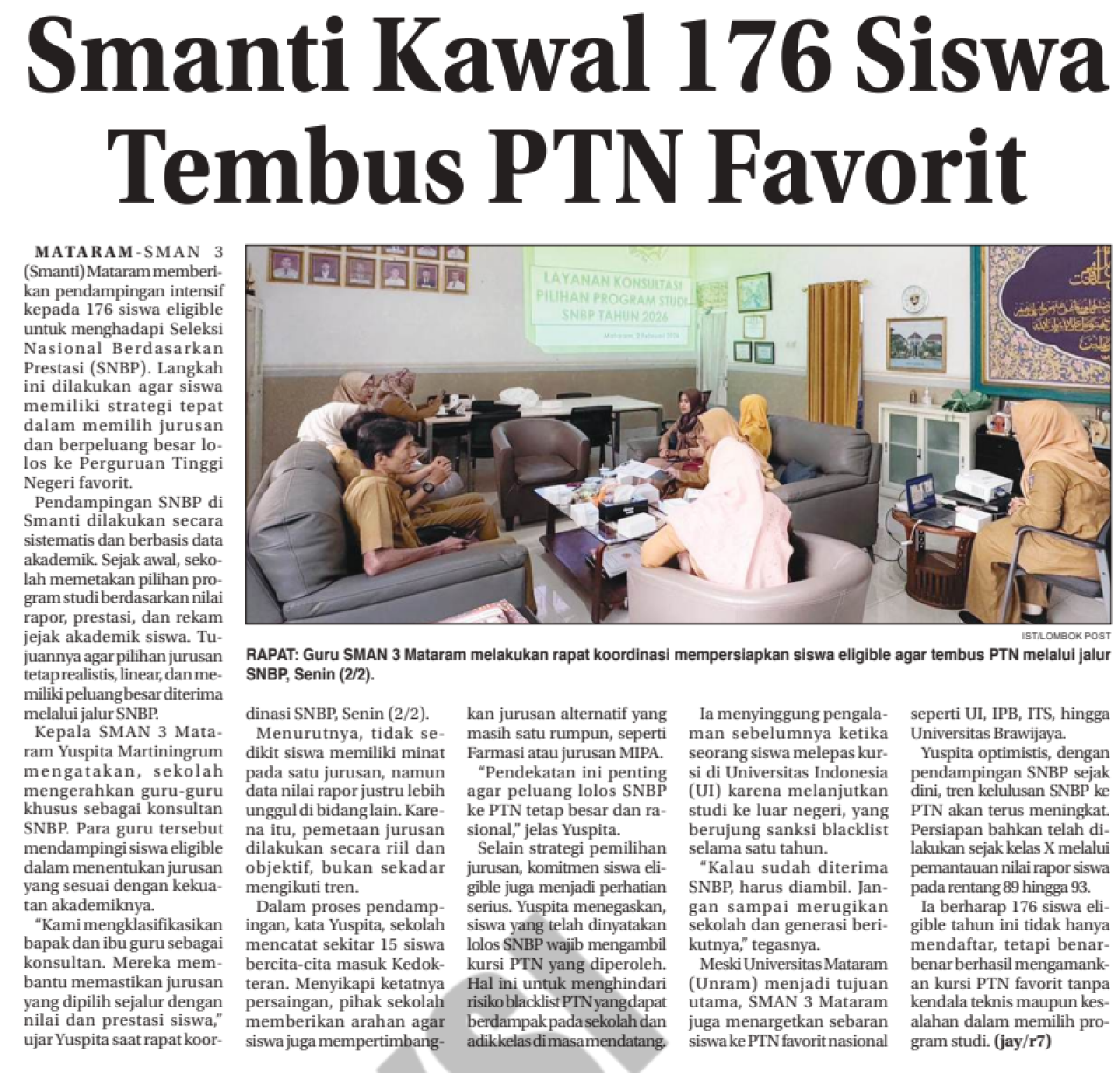 Smanti Kawal 176 Siswa Tembus PTN Favorit