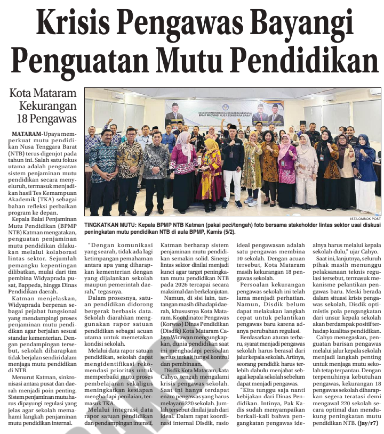 Krisis Pengawas Bayangi Penguatan Mutu Pendidikan