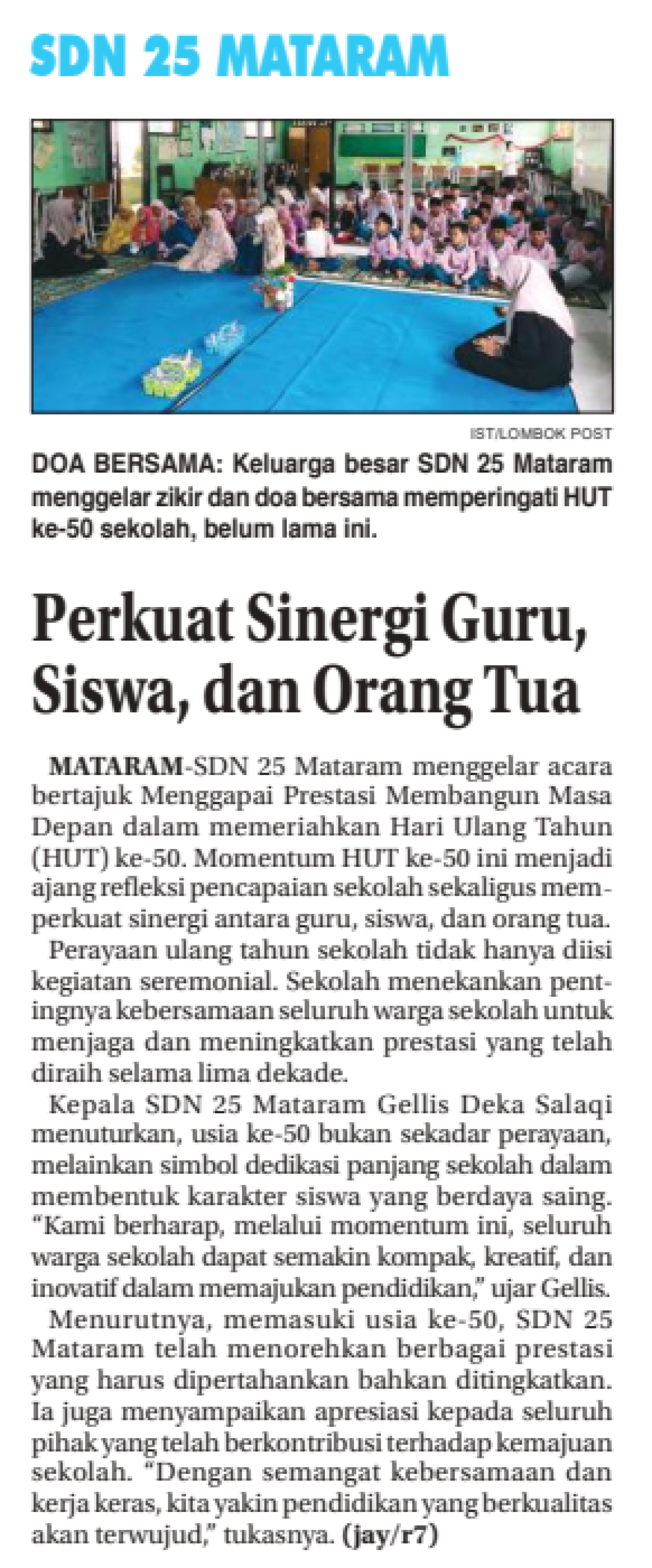 Perkuat Sinergi Guru, Siswa, dam Orang Tua