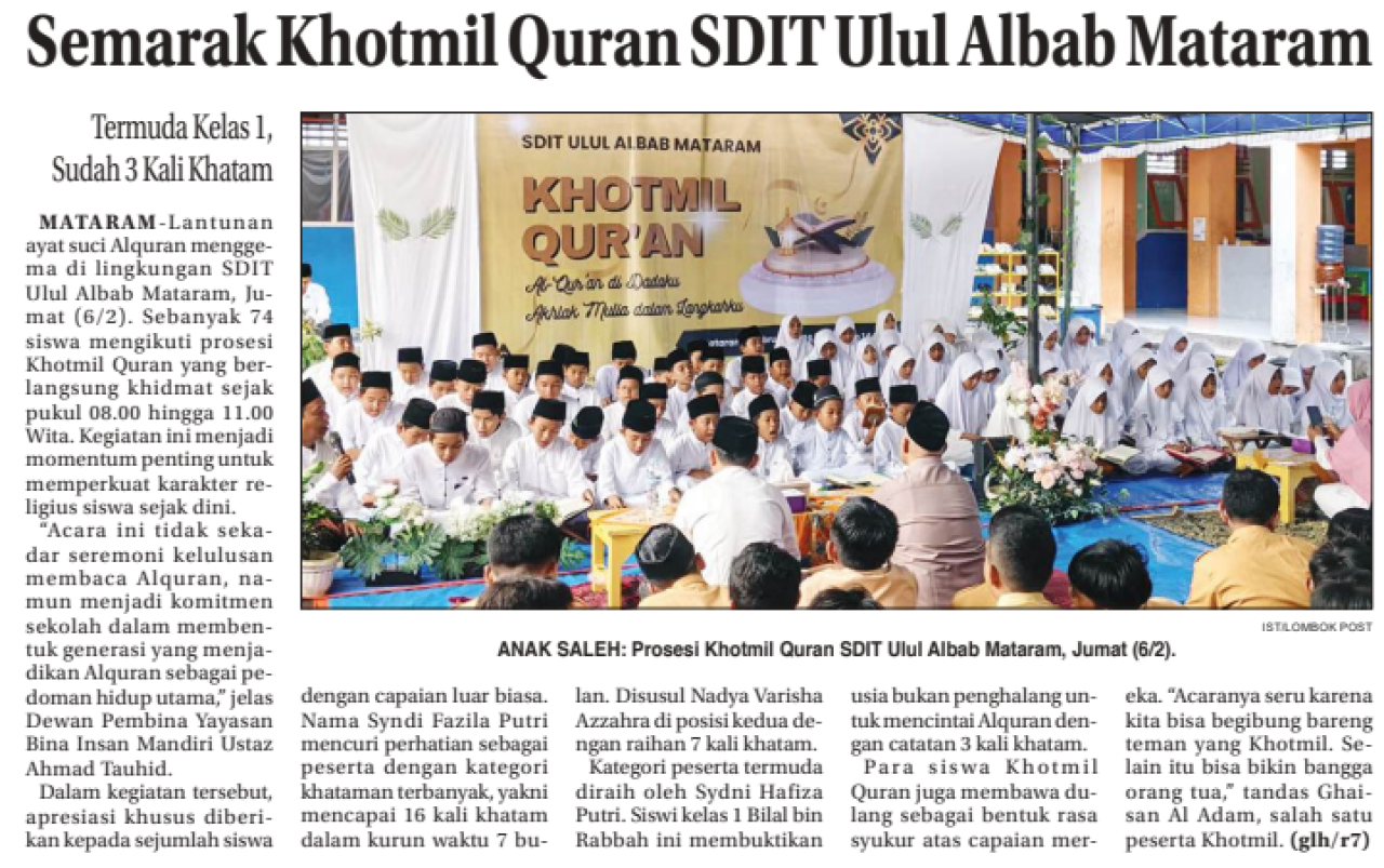 Semarak Khotmil Quran SDIT Ulul Albab Mataram