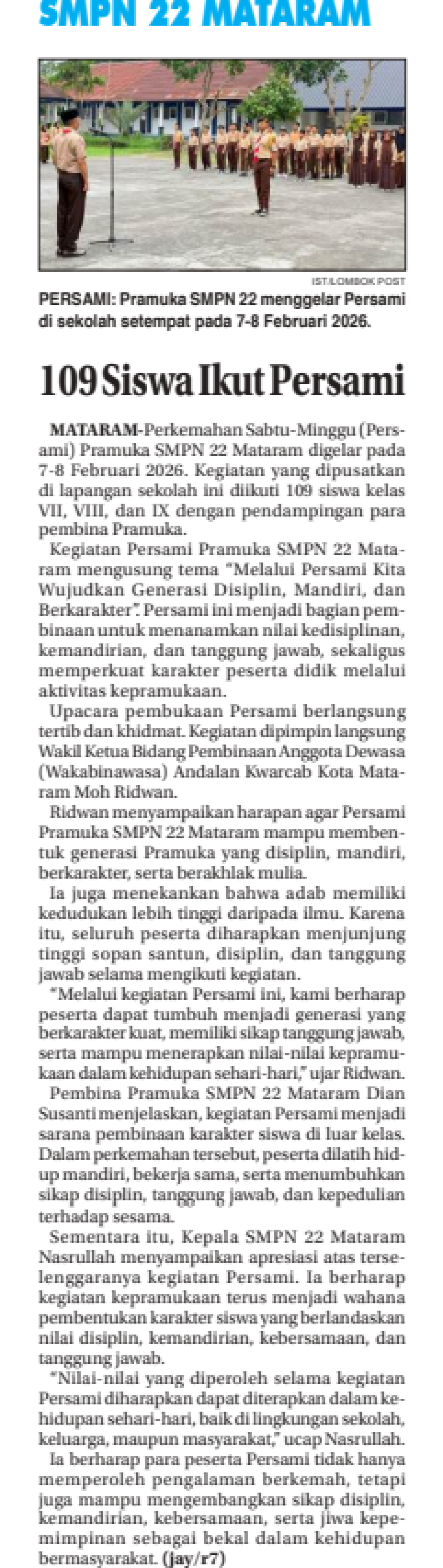 109 Siswa Ikut Persami