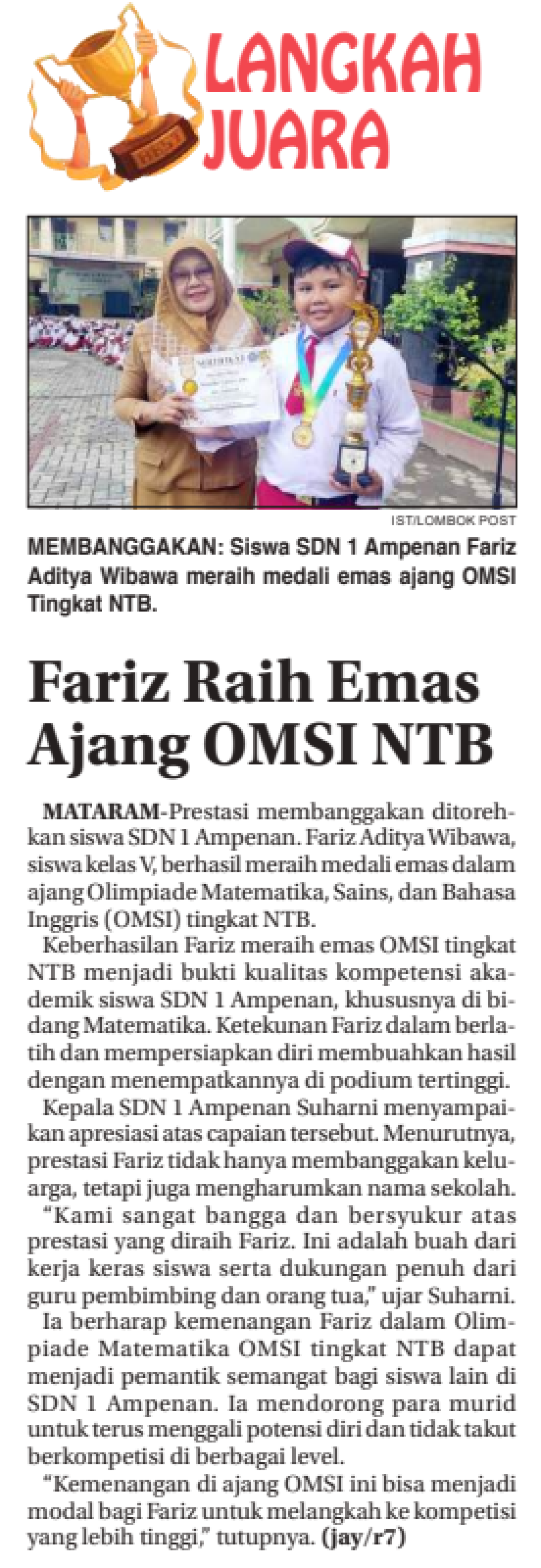 Fariz Raih Emas Ajang OMSI NTB