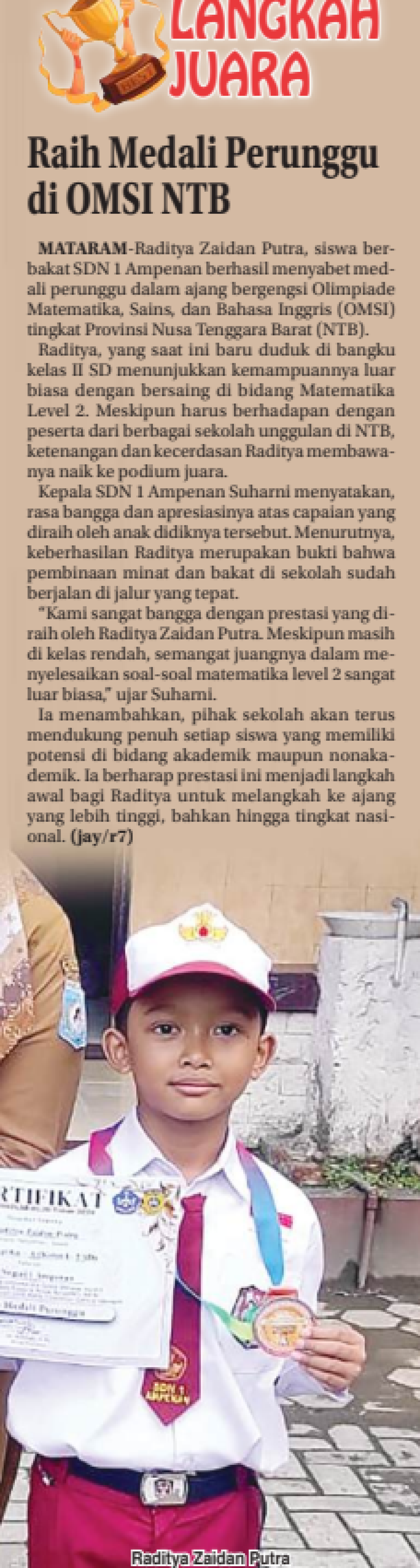 Raih Medali Perunggu di OMSI NTB