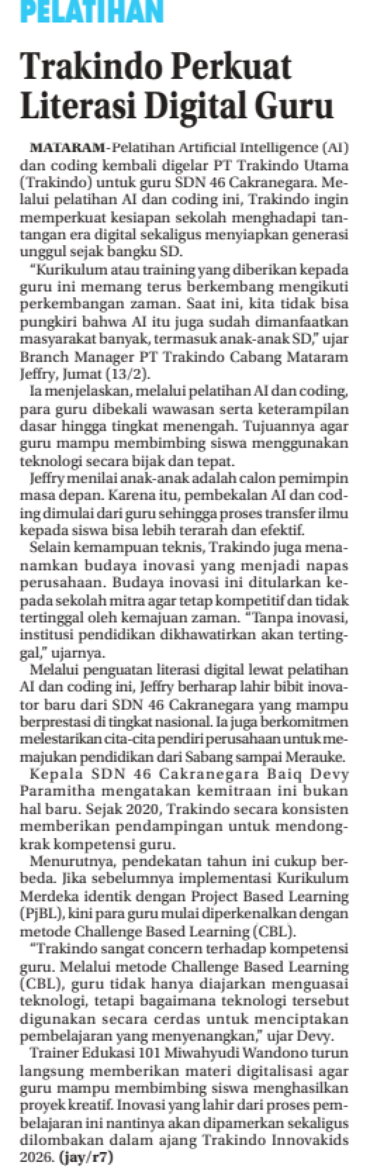 Trakindo Perkuat Literasi Digital Guru