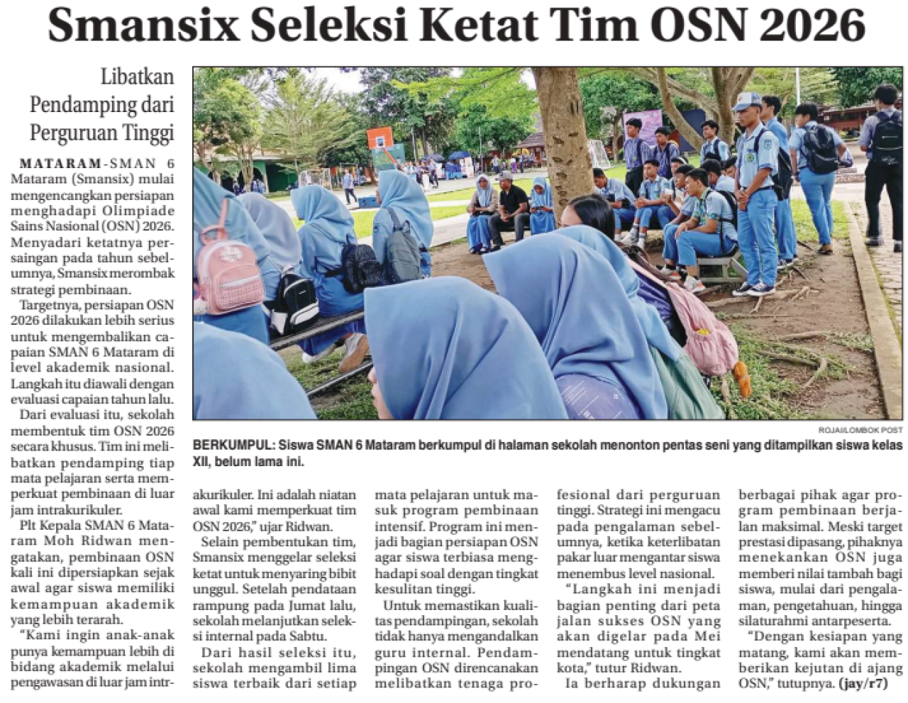 Smansix Seleksi Ketat Tim OSN 2026