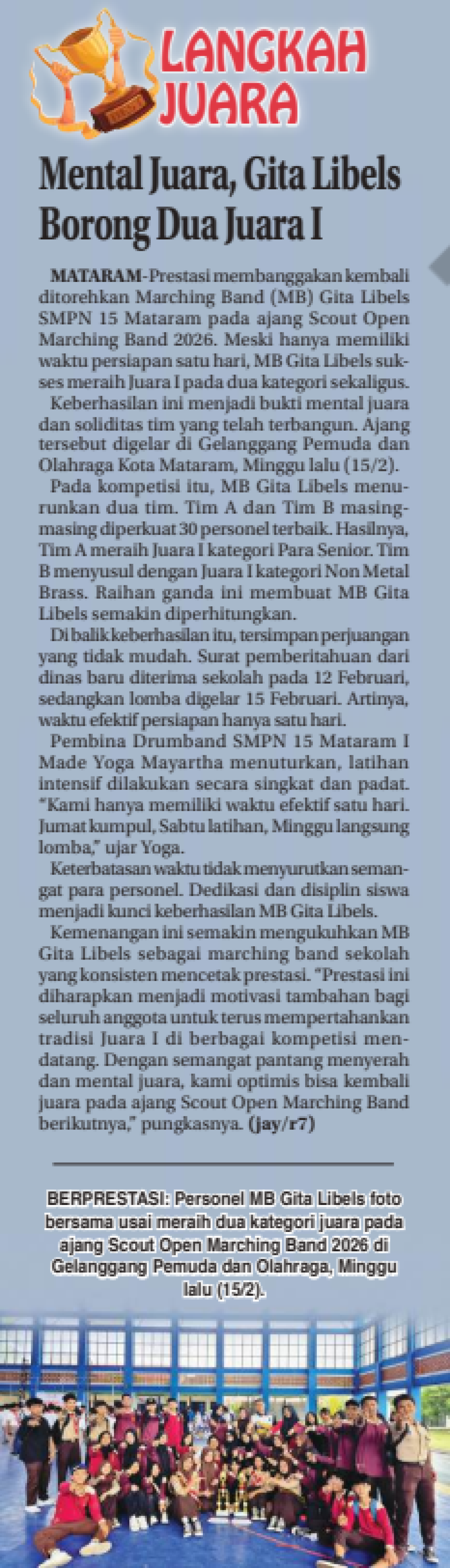 Mental Juara, Gita Libels Borong Dua Juara I