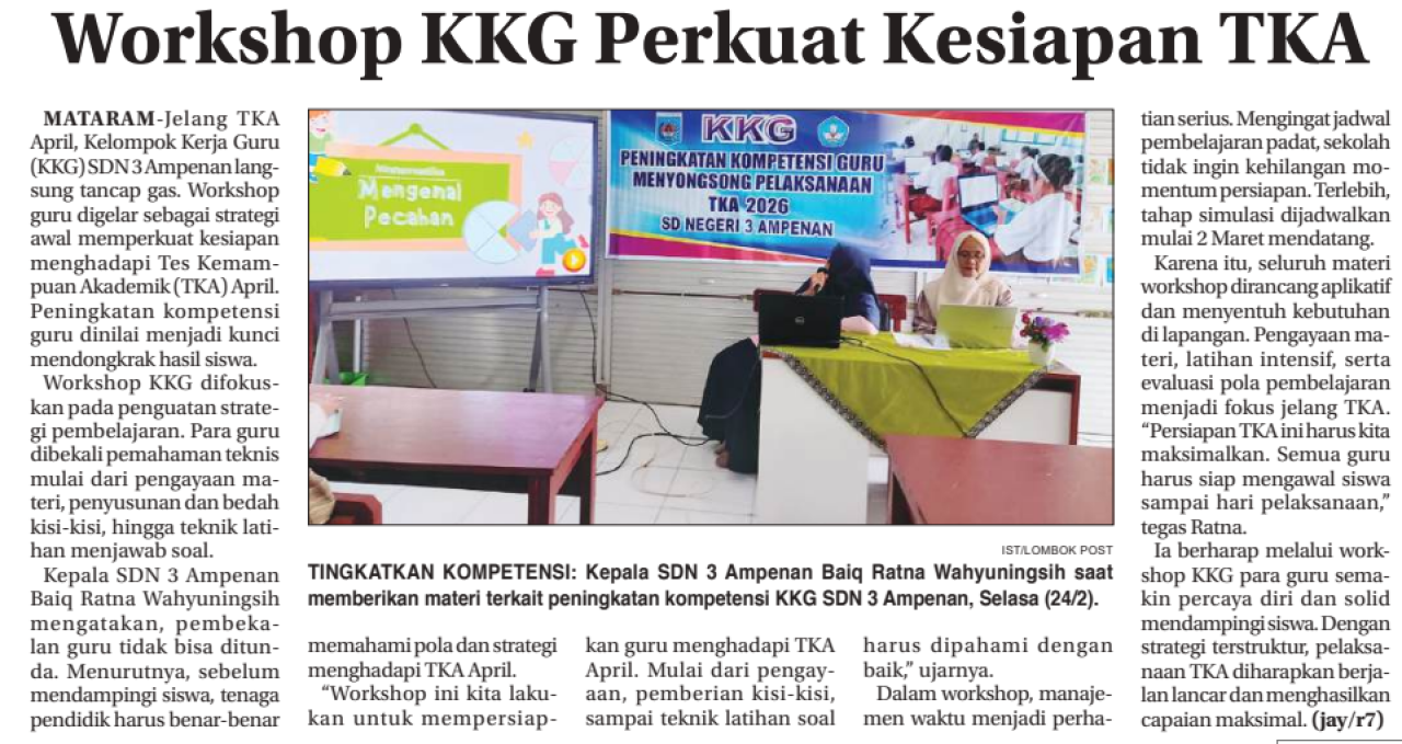 Workhsop KKG Perkuat Kesiapan TKA