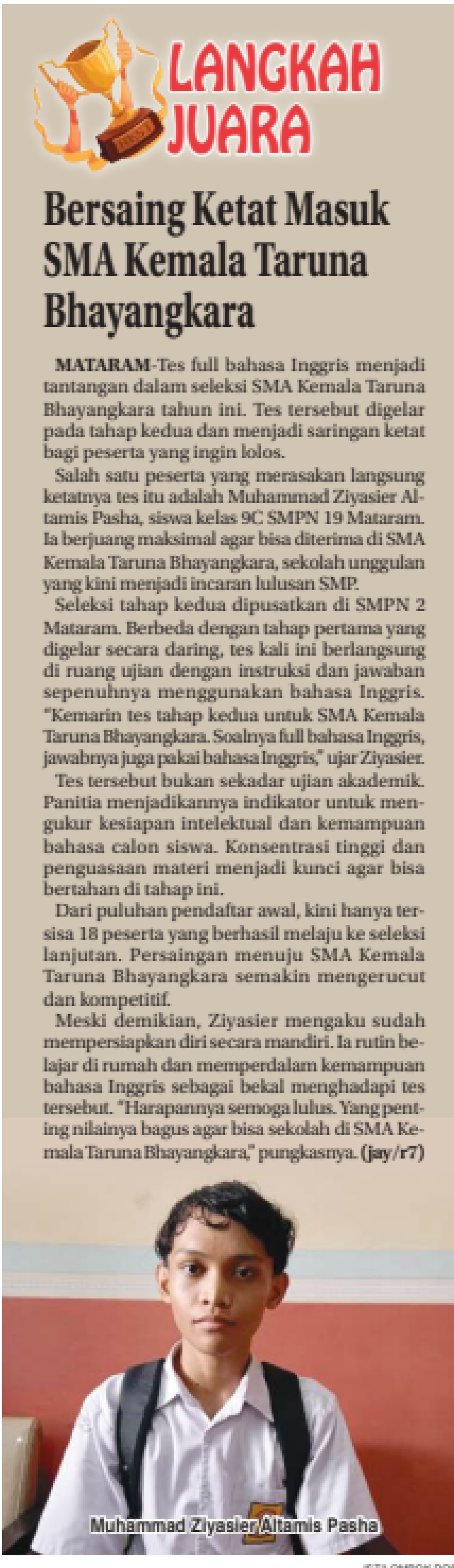 Bersaing Ketat Masuk SMA Kemala Taruna Bhayangkara