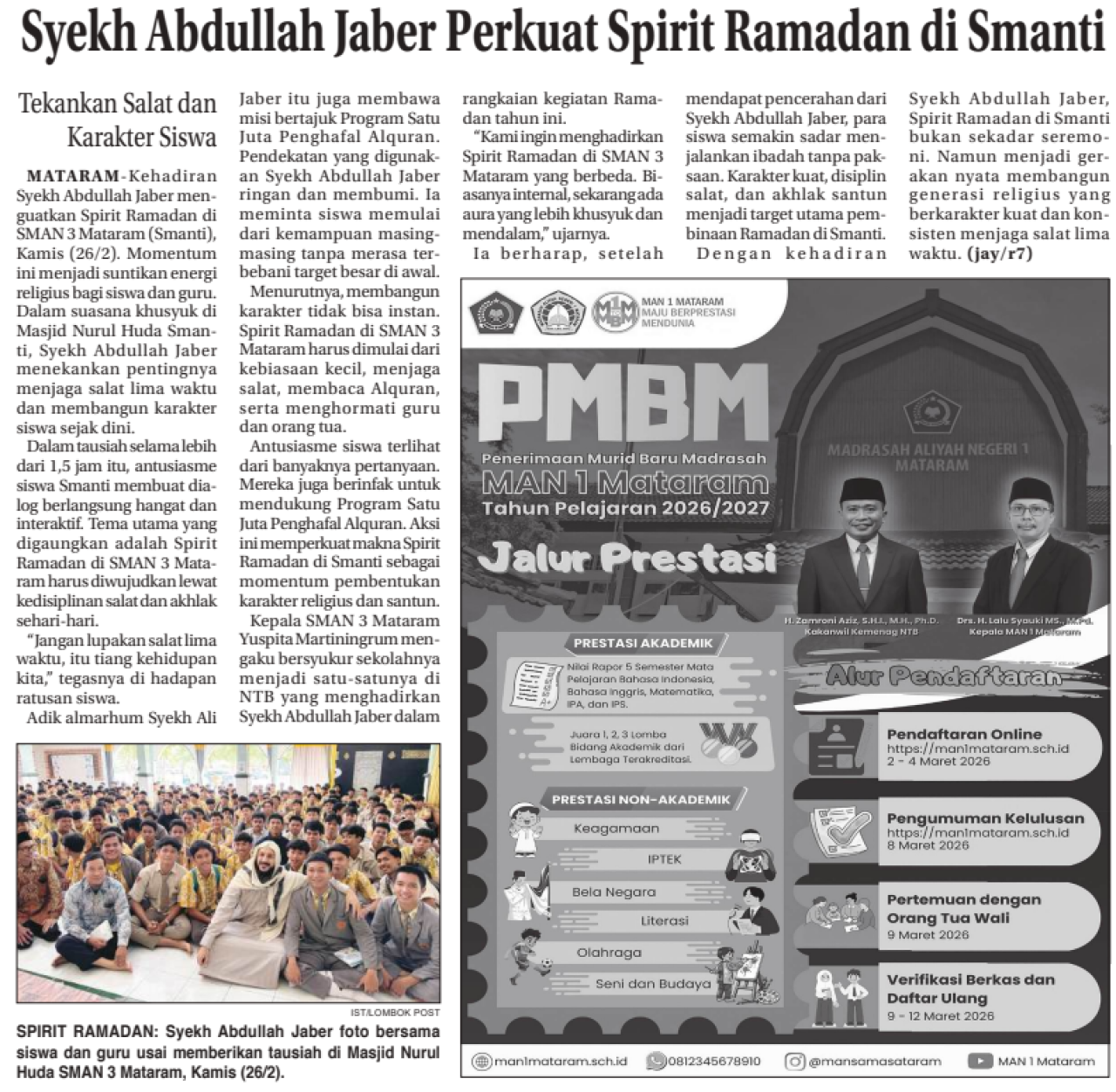Syekh Abdullah Jaber Perkuat Spirit Ramadan di Smanti