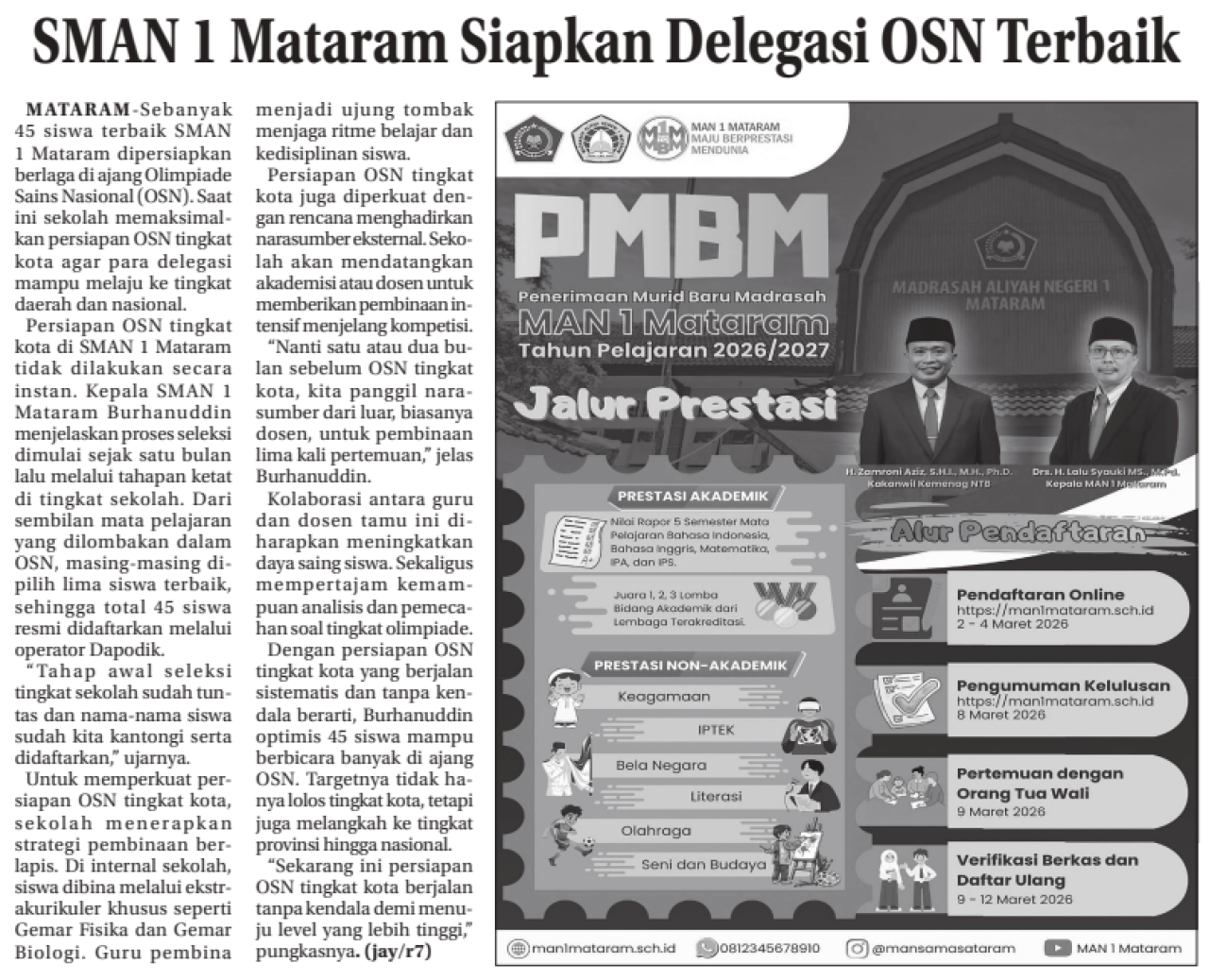 SMAN 1 Mataram Siapkan Delegasi OSN Terbaik