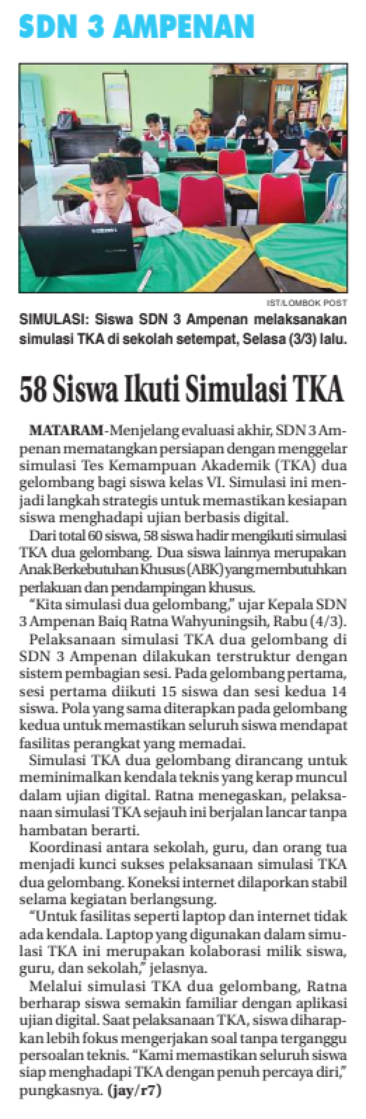 58 Siswa Ikuti Simuasi TKA
