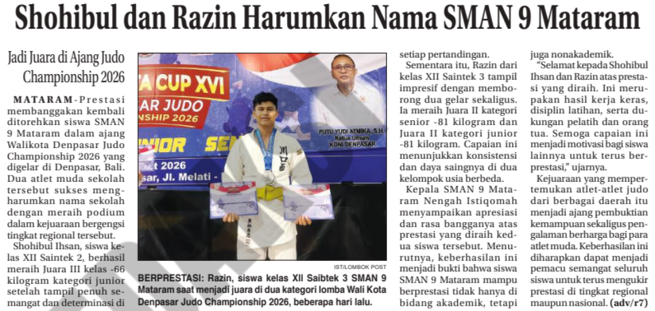 Shohibul dan Razim Harumkan Nama SMAN Mataram
