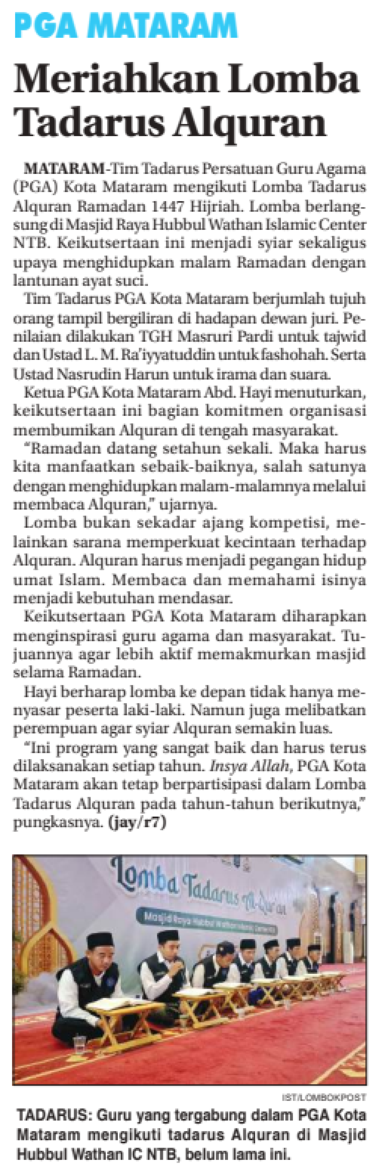 Meriahkan Lomba Tadarus Alquran