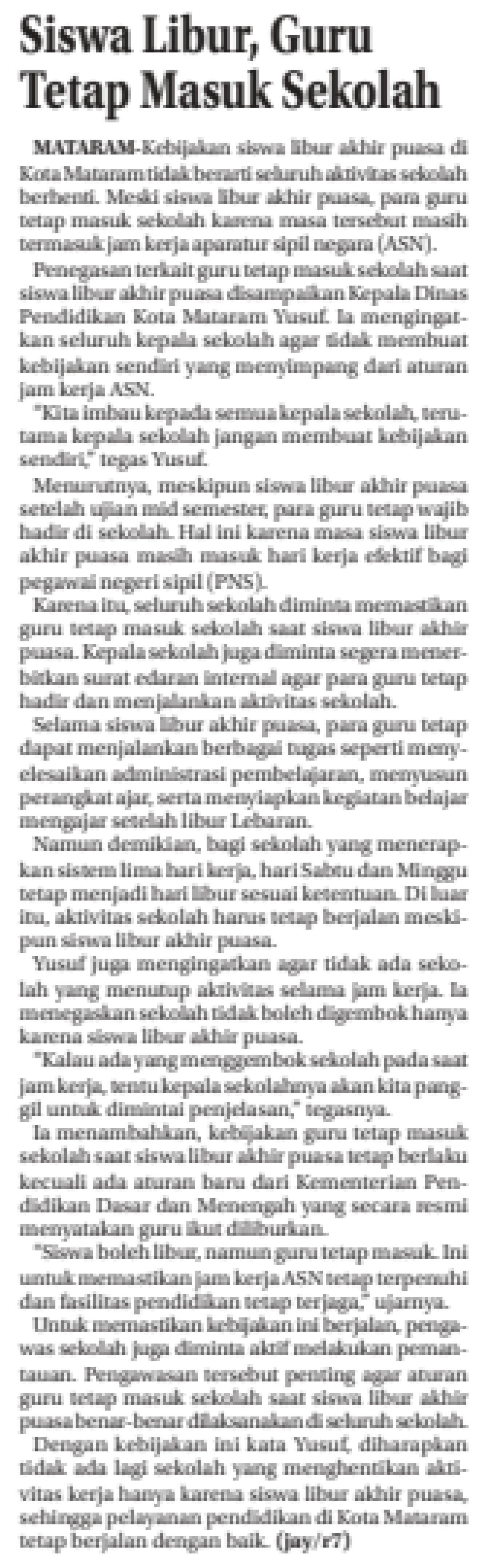 Siswa Libur, Guru Tetap Masuk Sekolah