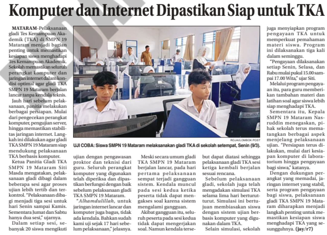 Komputer dan Internet Dipastikan Siap Untuk TKA