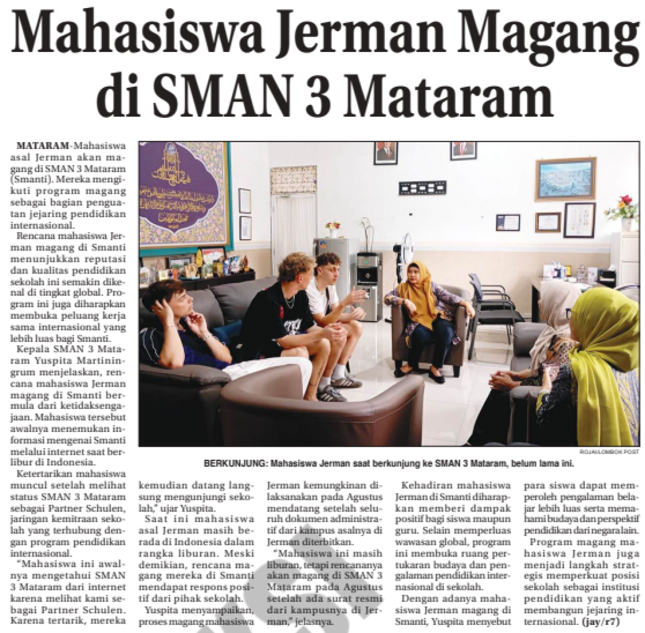 Mahasiswa Jerman Magang di SMAN 3 Mataram