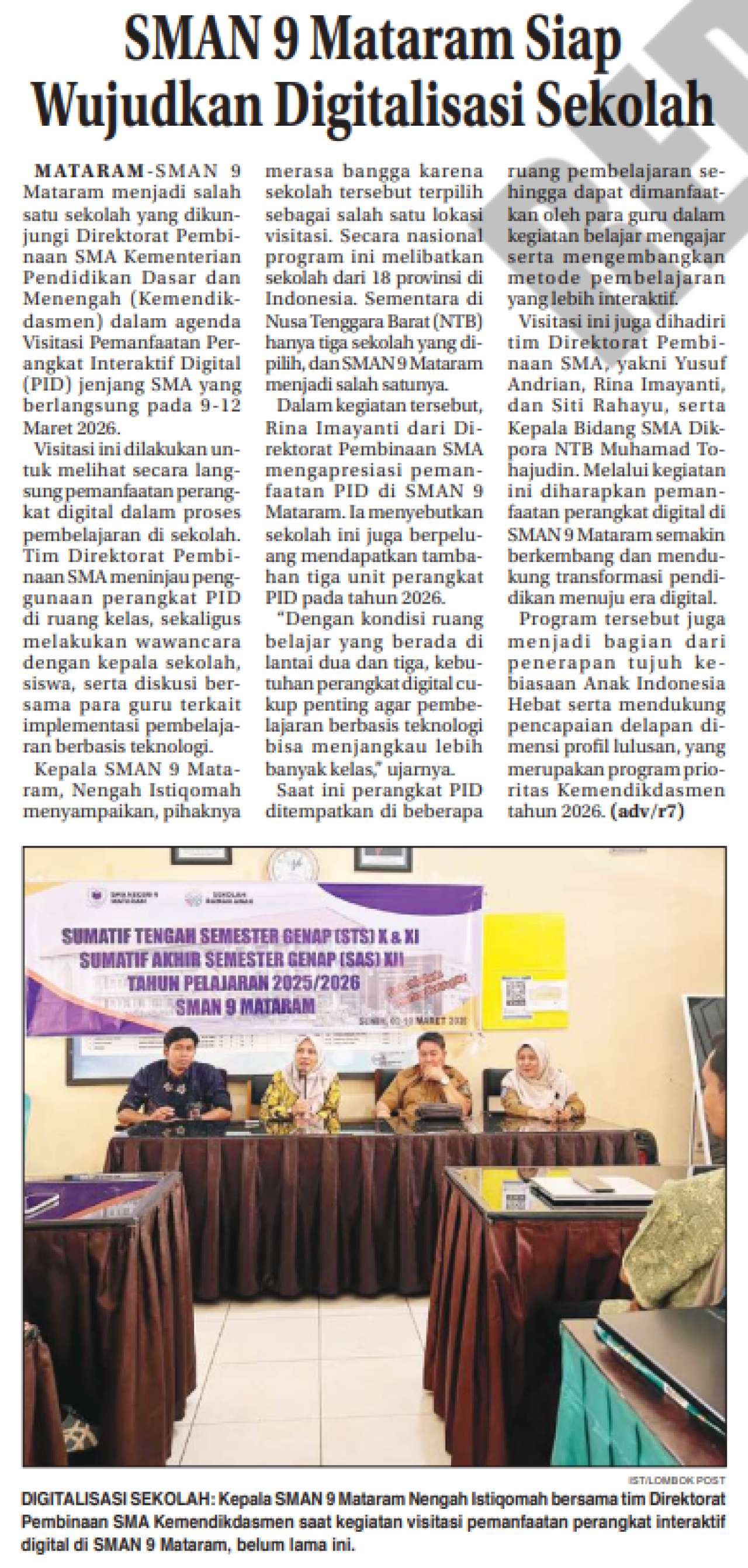 SMAN 9 Mataram Siap Wujudkan Digitalisasi Sekolah