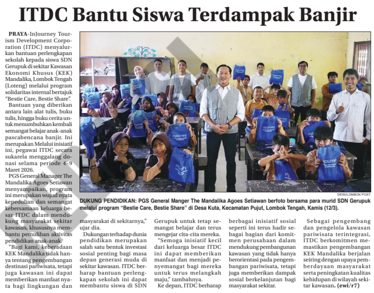 ITDC Bantu Siswa Terdampak Banjir