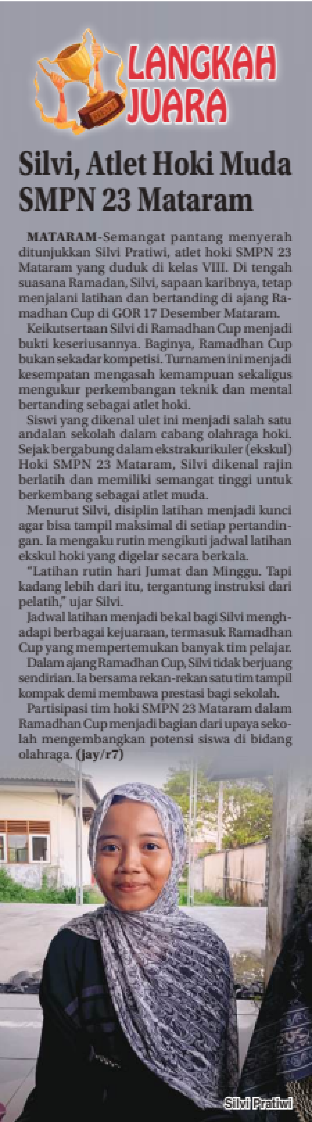 Silvi, Atlet Hoki Muda SMPN 23 Mataram