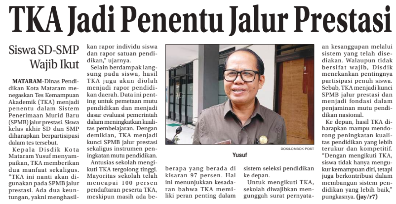 TKA Jadi Penentu Jalur Prestasi