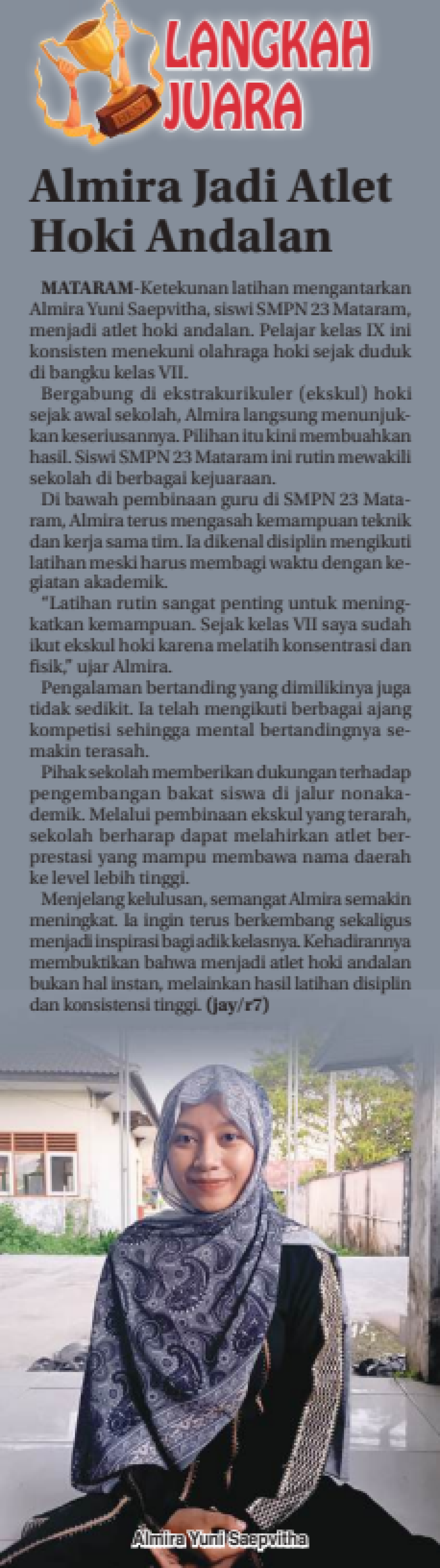 Almira Jadi Atlet Hoki Andalan