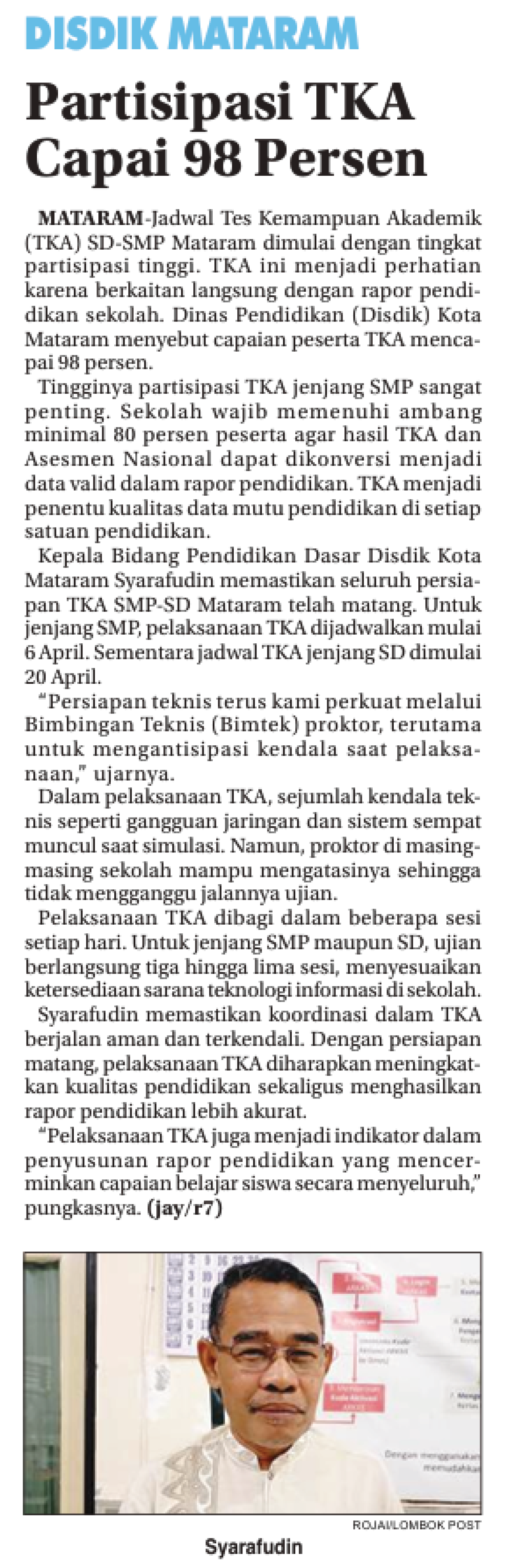 Partisipasi TKA Capai 98 Persen
