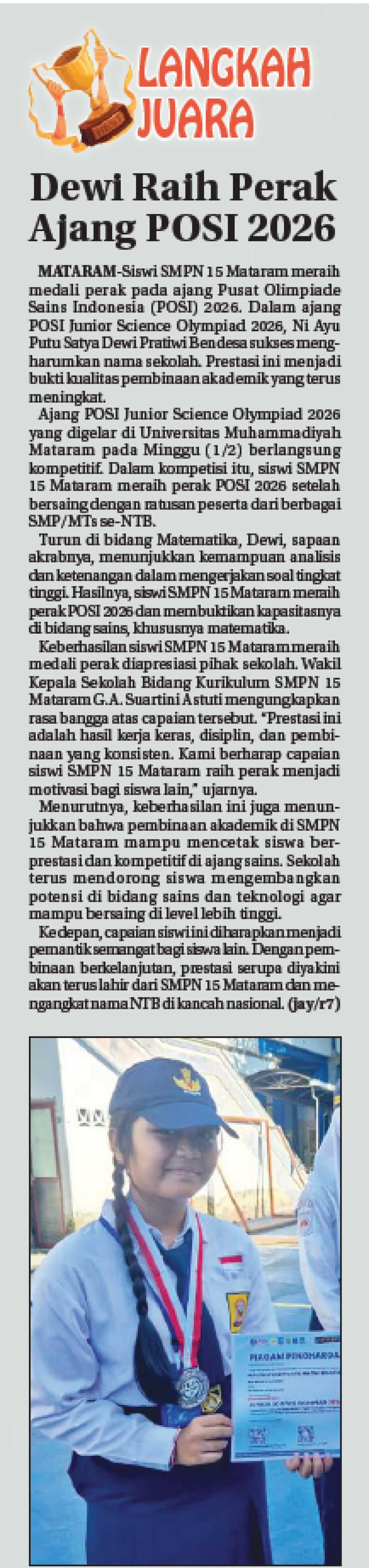 Dewi Raih Perak Ajang POSI 2026
