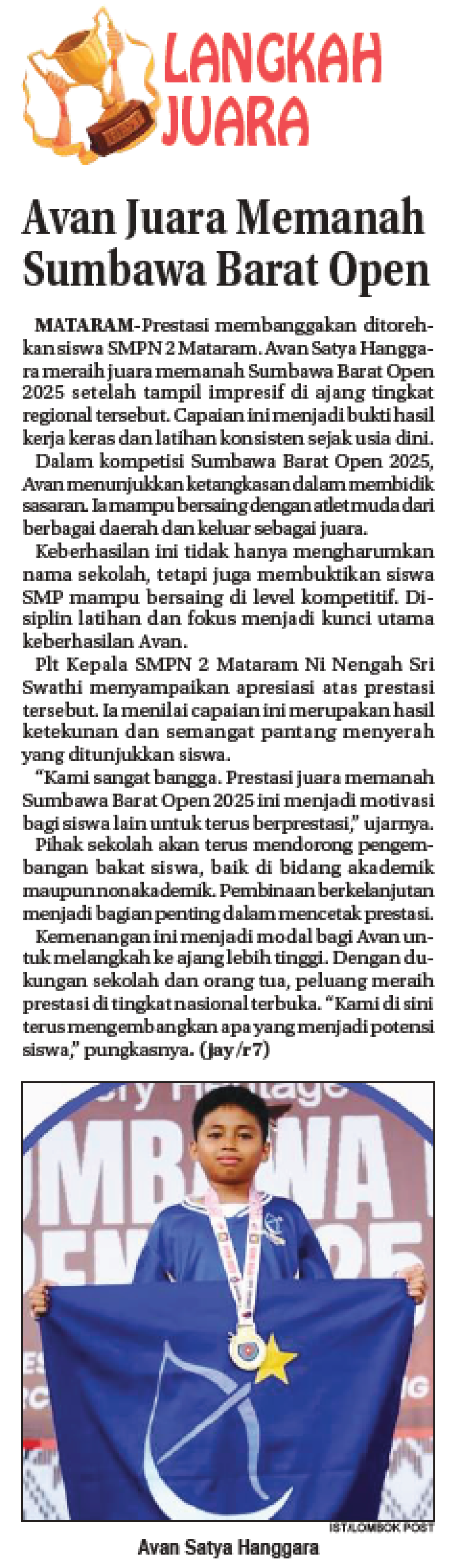 Avan Juara Memanah Sumbawa Barat Open