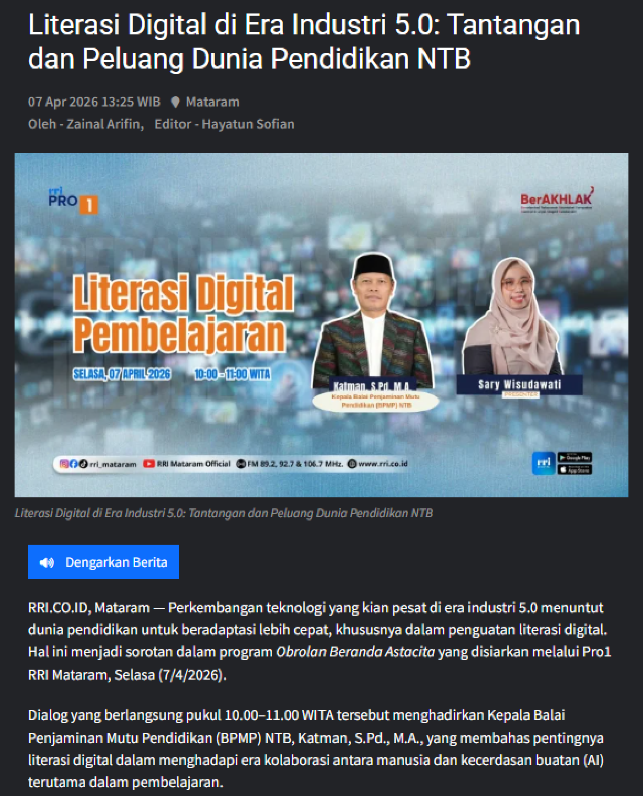 Literasi Digital di Era Industri 5.0 Tantangan dan Peluang Dunia Pendidikan NTB