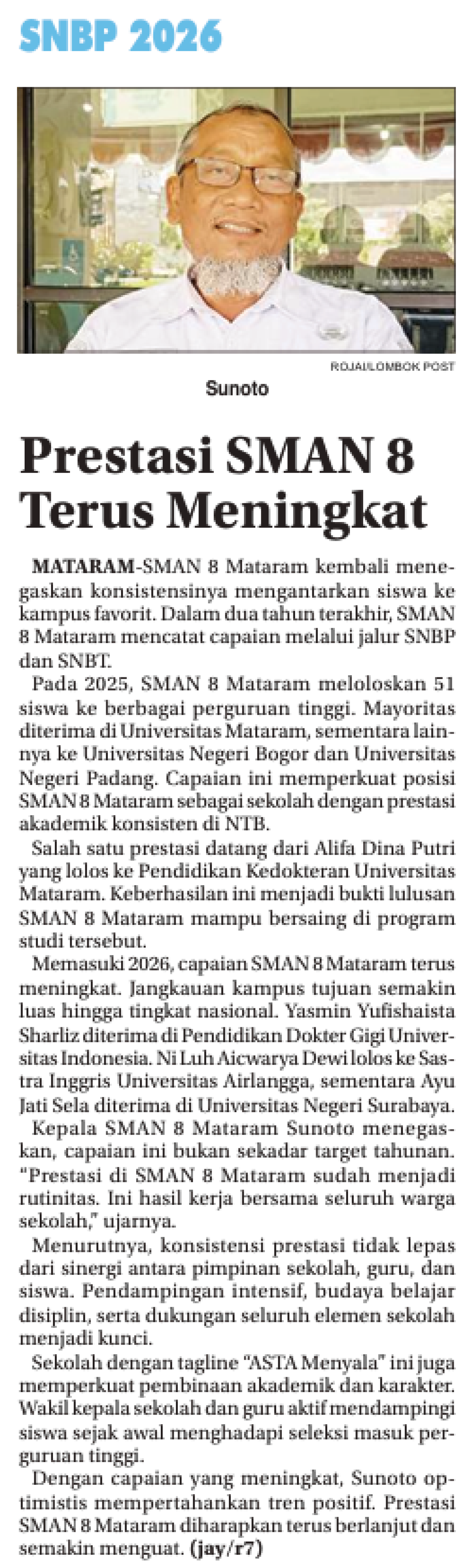 Prestasi SMAN 8 Terus Meningkat