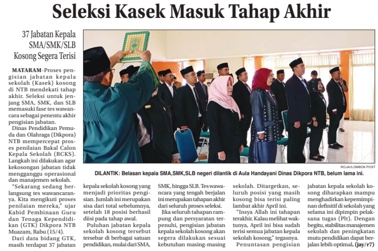 Seleksi Kasek Masuk Tahap Akhir