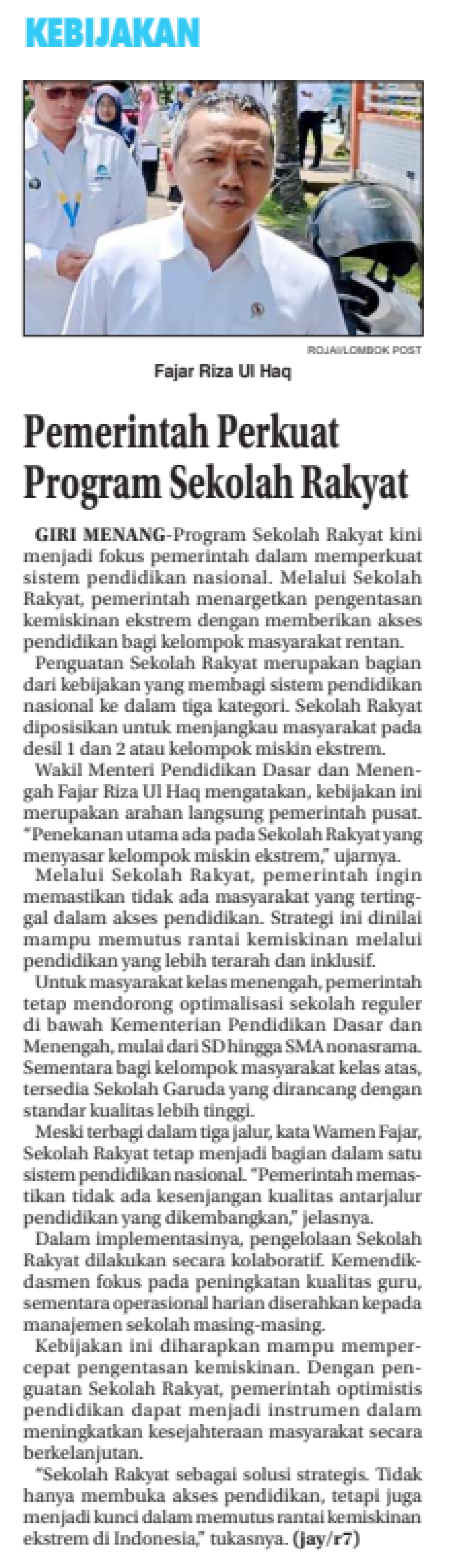 Pemerintah Perkuat Program Sekolah Rakyat