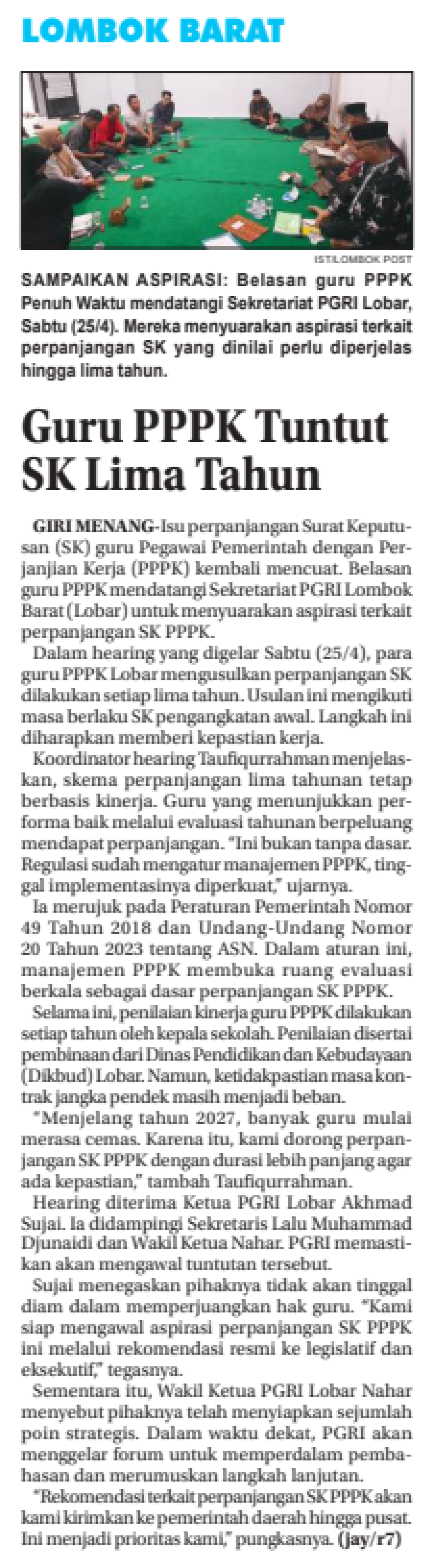 Guru PPPK Tuntut SK Lima Tahun