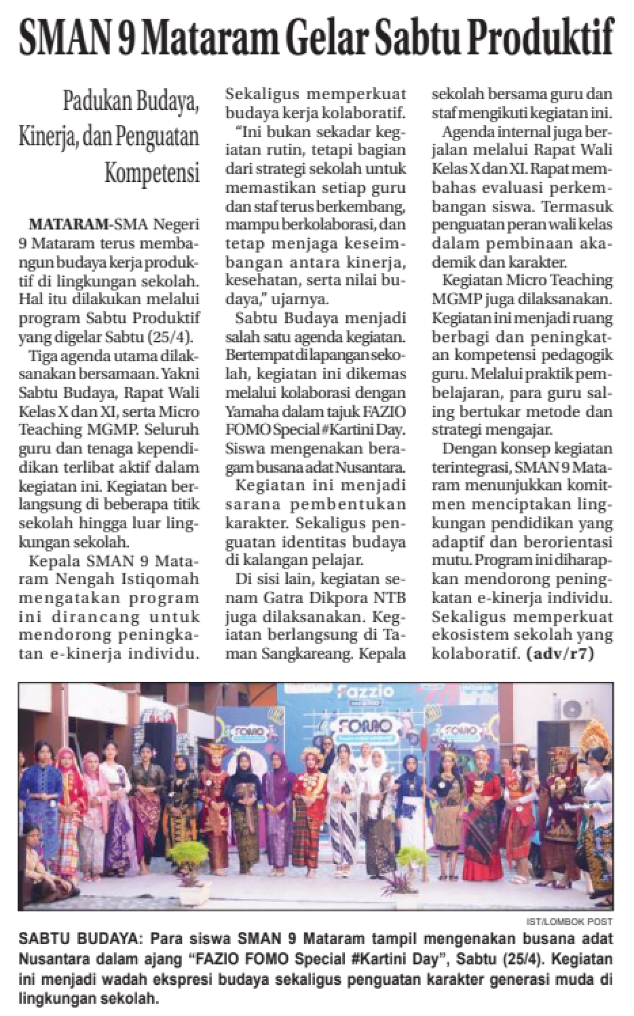 SMAN 9 Mataram Gelar Sabtu Produktif