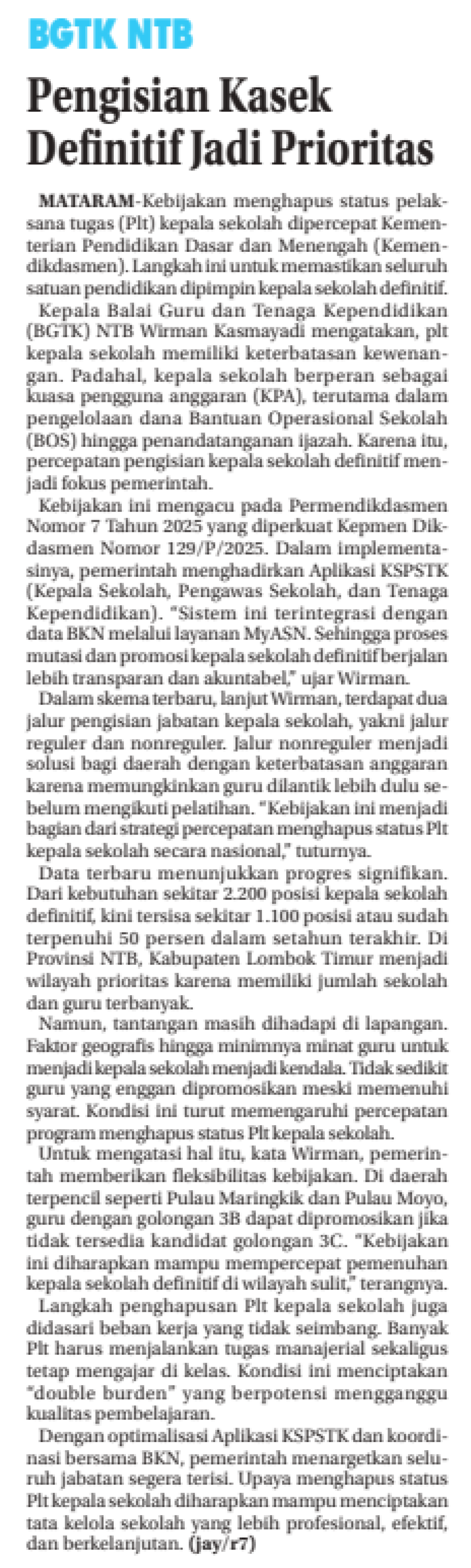 Pengisian Kasek Definitif Jadi Prioritas
