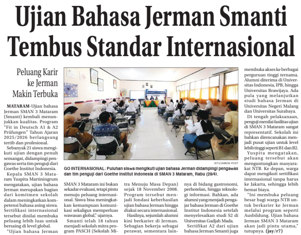 Ujian Bahasa Jerman Smanti Tembus Standar Internasional