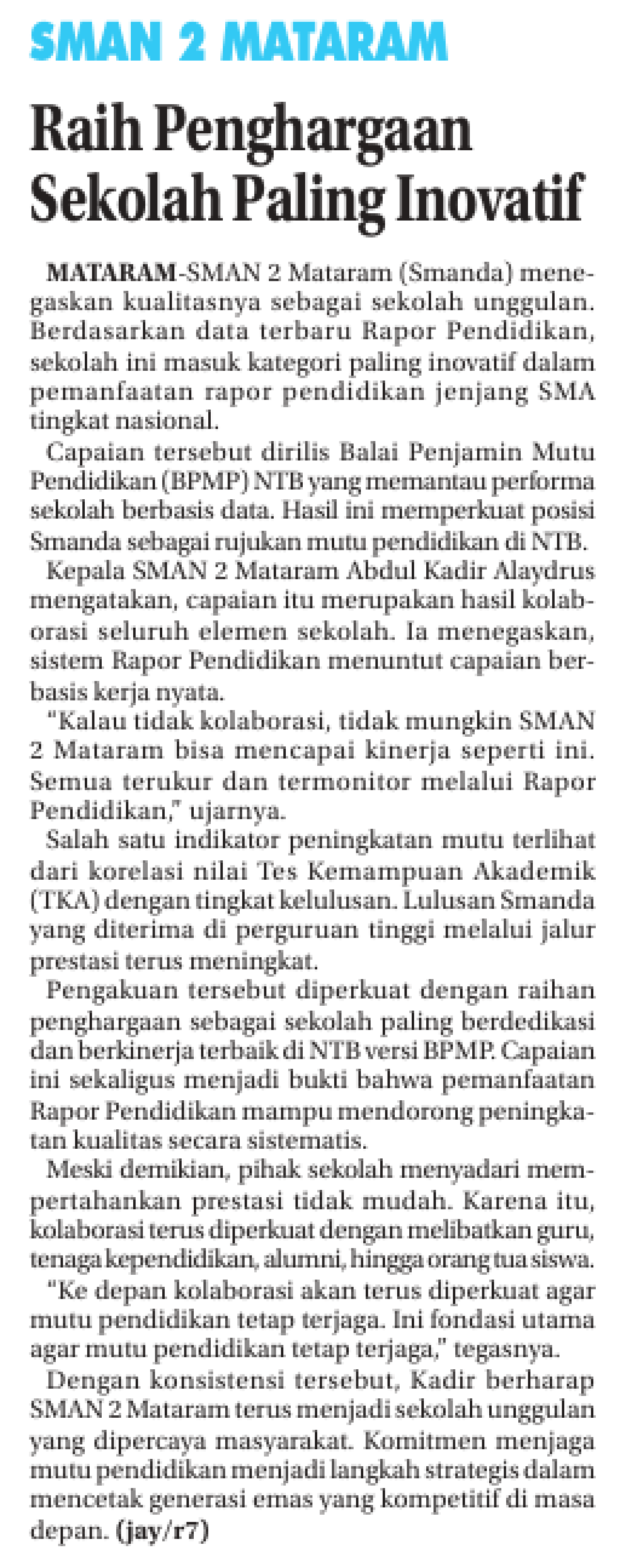 Raih Penghargaan Sekolah Paling Inovatif