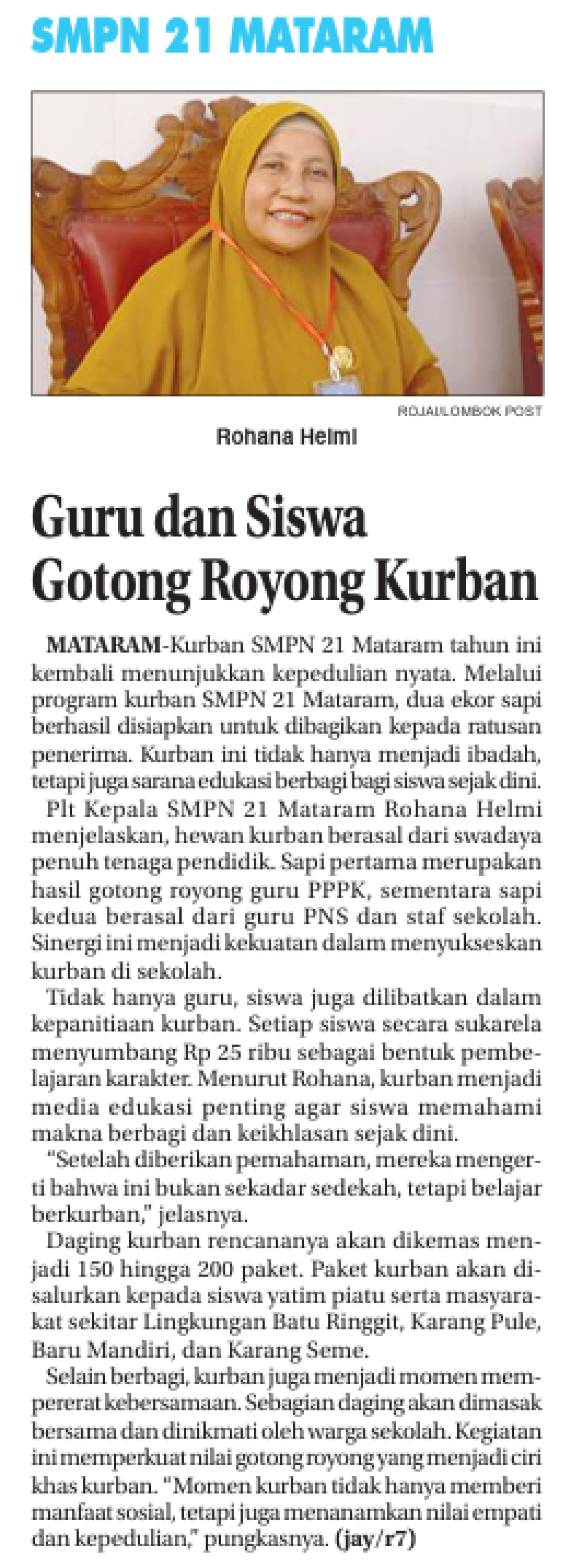 Guru dan Siswa Gotong Royong Kurban